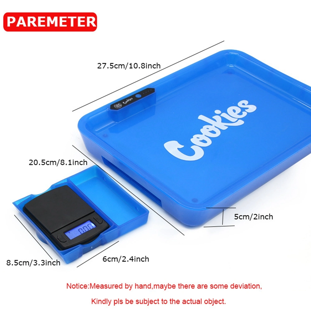 Latest USB Charge LED Light up Plastic Cookies Rolling Tray with Scale